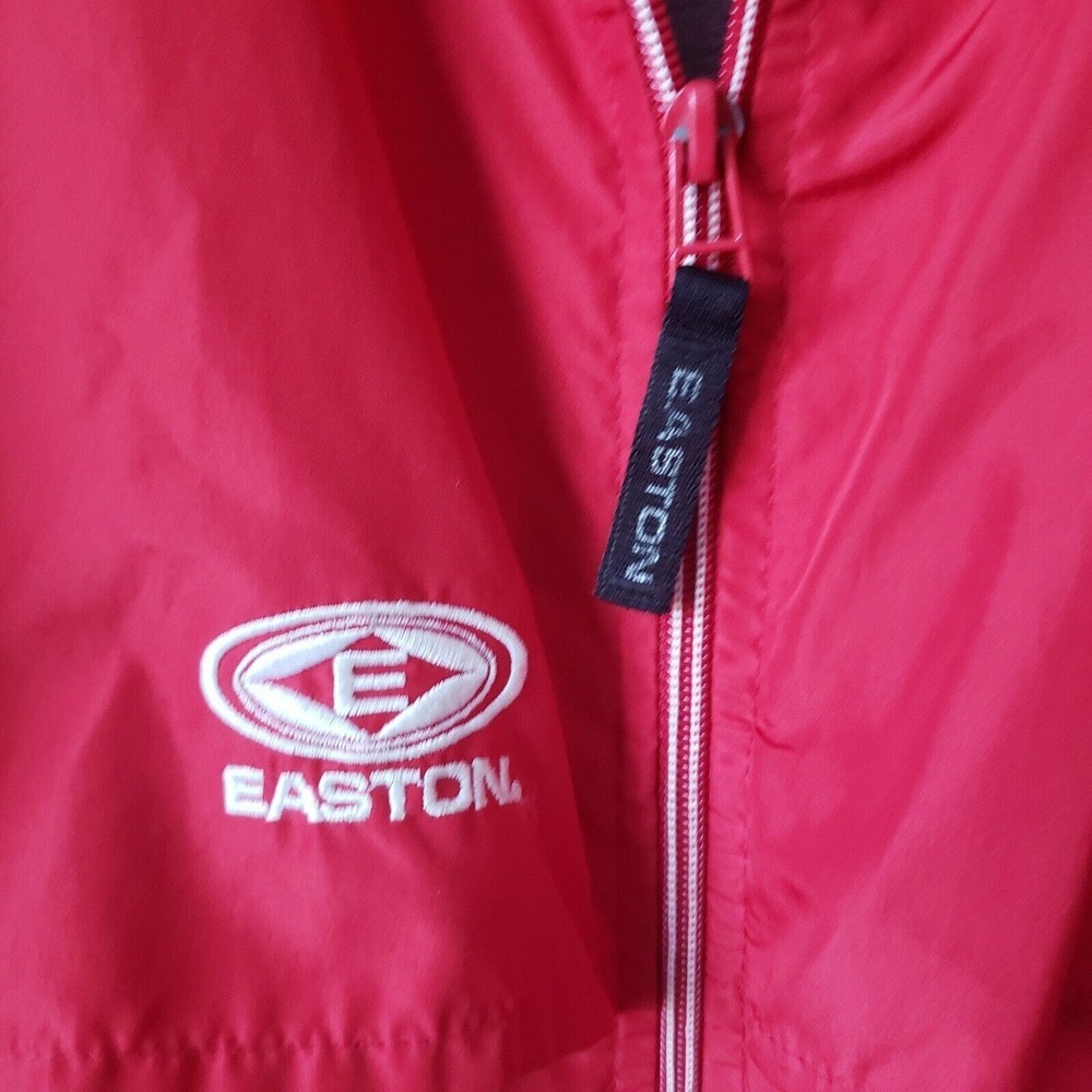Easton Mens Vintage 80s 90s Jacket Red‎ Baseball Track Coach Vented Windbreaker - Picture 7 of 12
